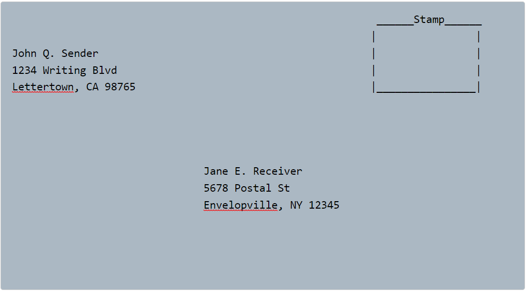 Address envelope example