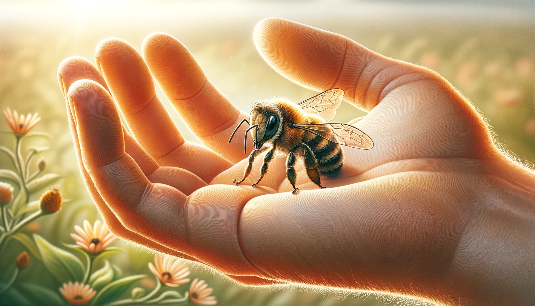 bee on a human hand