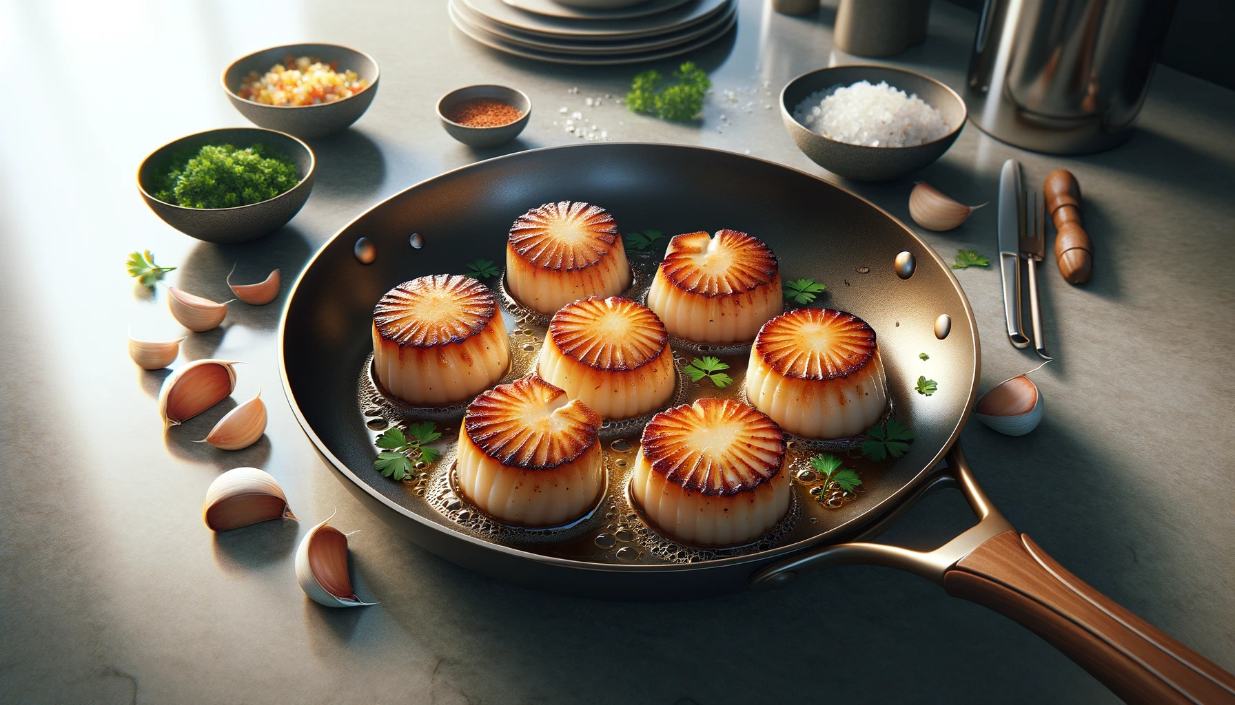 scallops in a pan
