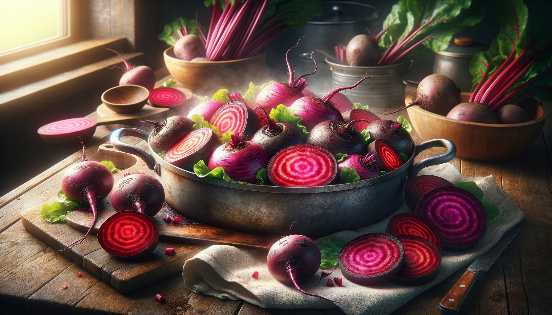chopped beets in a pan ready for cooking